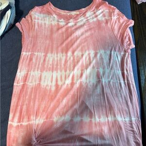 C&C California Pink and White Tie-Dye Short Sleeve Tee